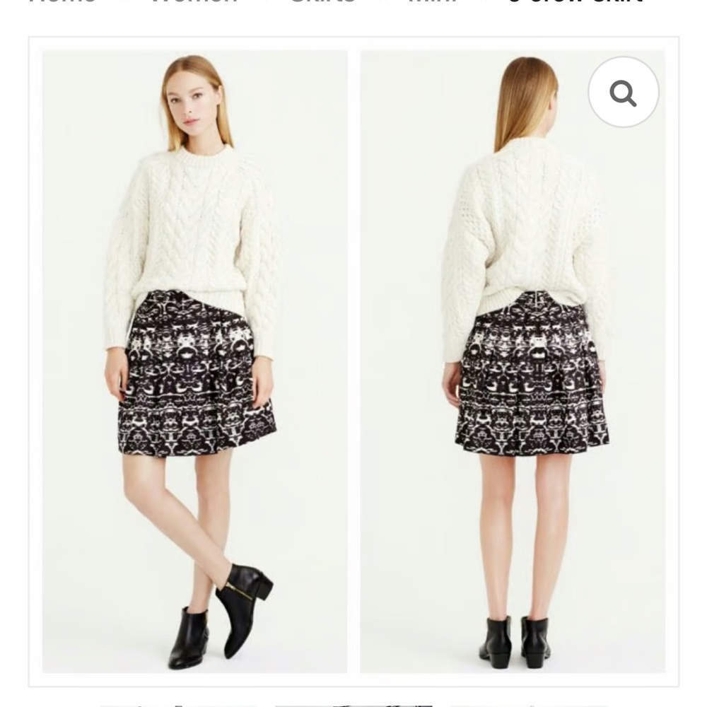 J Crew Ikat Black and White Patterned Skirt